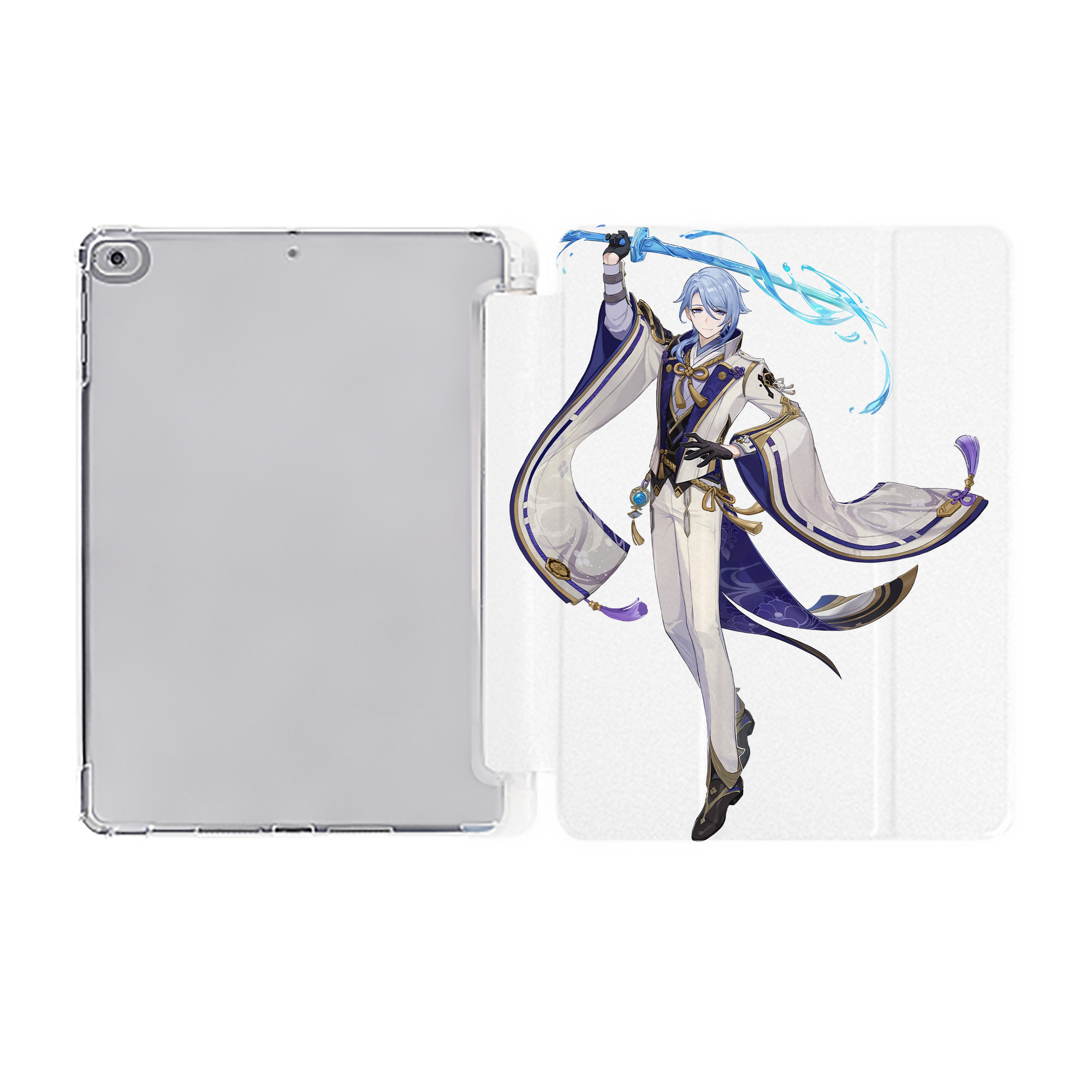げんし神 神里綾人 かみさとあやと genshin Kamisato Ayato IPad ケース ペン収納付き 三つ折りスタンド PUレザー×シリコン 対応機種9.5/10.5/10.9インチ